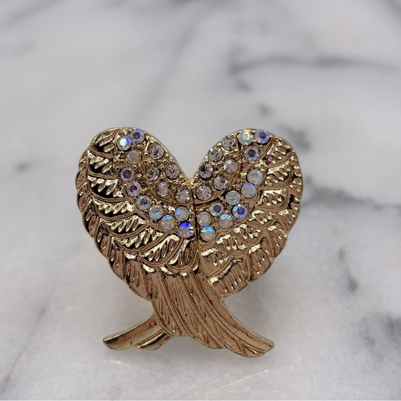 Angel‎ Wings Heart Crystal Stretch Ring Jewelry - Picture 4 of 5